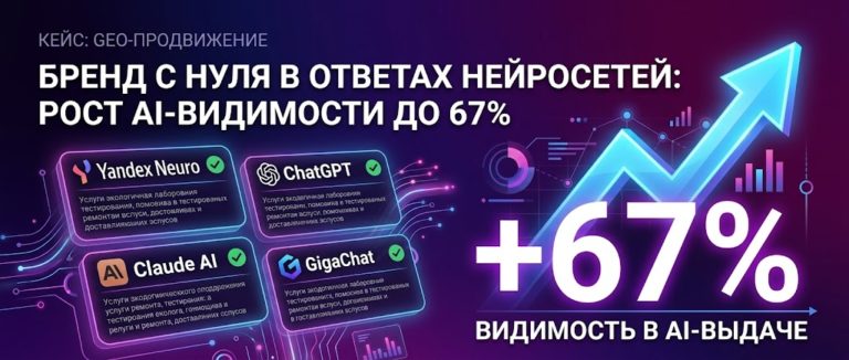Бренд с нуля в ответах нейросетей за 6 месяцев — GEO-продвижение для сети экологических лабораторий